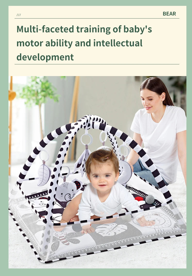 BabyJoy™ Activity Play Mat with Fitness Frame — Sensory Gym for Newborns 0-18 Months