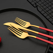 ChefPro™ 30-Piece Stainless Steel Cutlery Set — Black & Gold Modern Flatware for 6