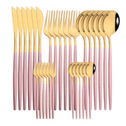 ChefPro™ 30-Piece Stainless Steel Cutlery Set — Black & Gold Modern Flatware for 6