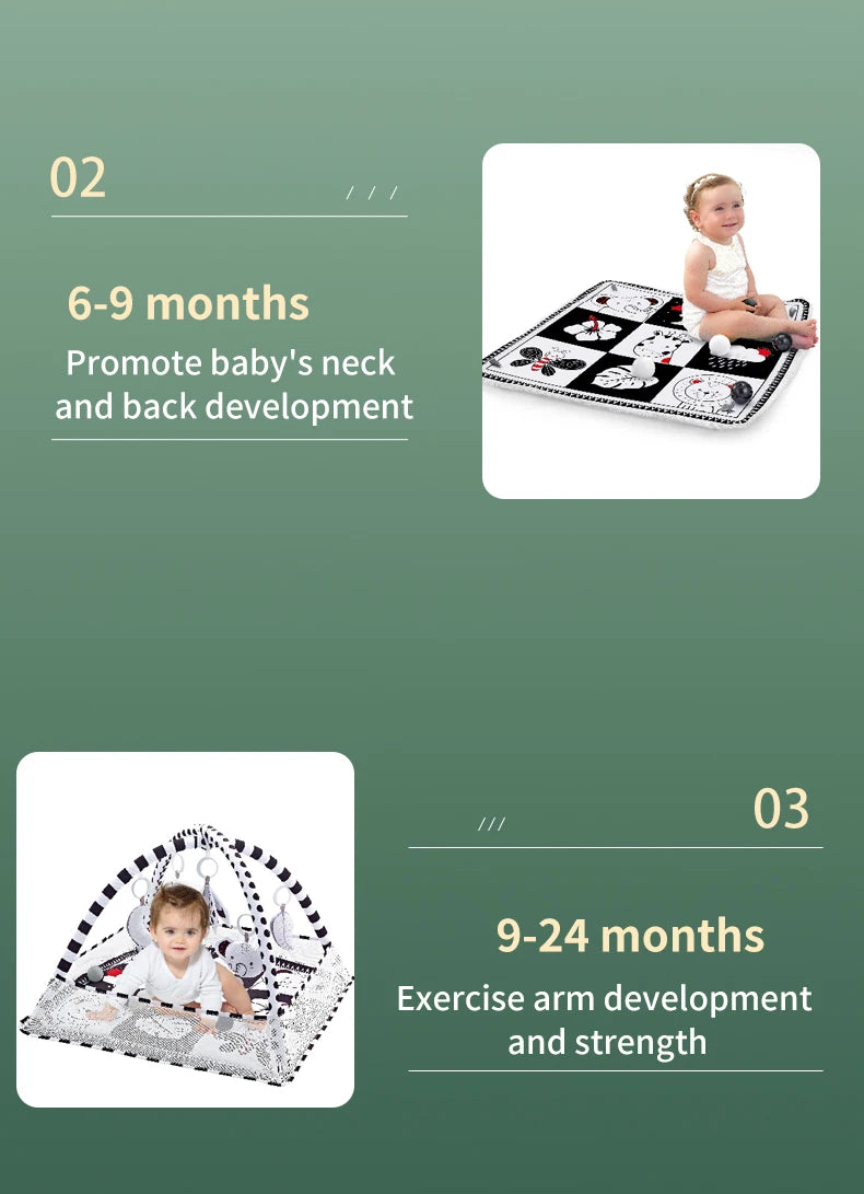BabyJoy™ Activity Play Mat with Fitness Frame — Sensory Gym for Newborns 0-18 Months
