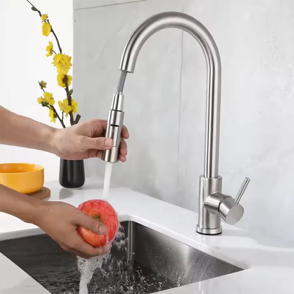 HomeSmart™ Pull-Out Kitchen Faucet — Matte Black Stainless Steel Mixer Tap