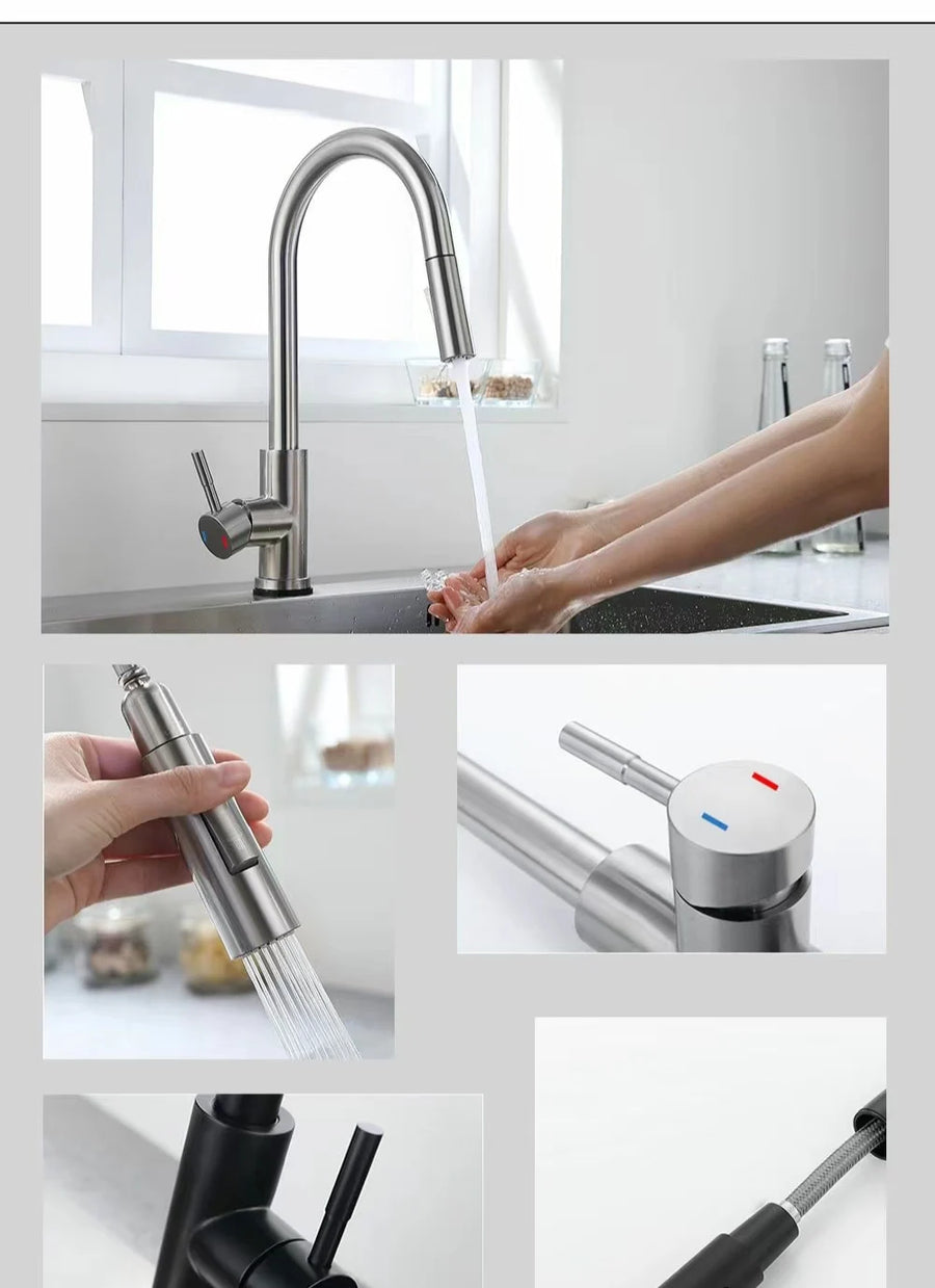 HomeSmart™ Pull-Out Kitchen Faucet — Matte Black Stainless Steel Mixer Tap