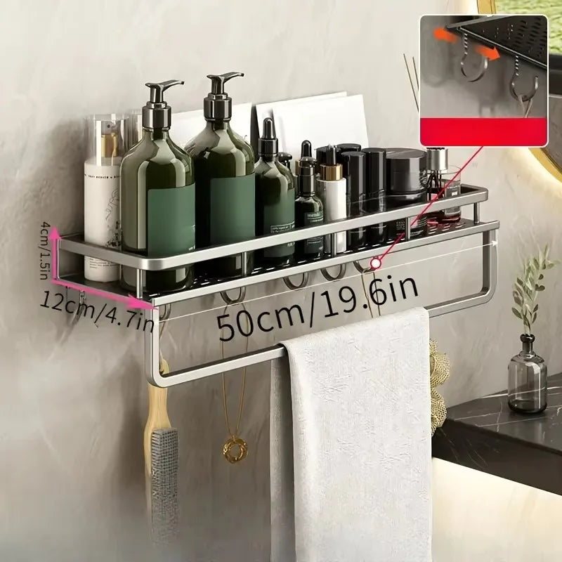 HomeSmart™ Wall-Mounted Spice Rack — No-Drill Aluminum Kitchen Shelf