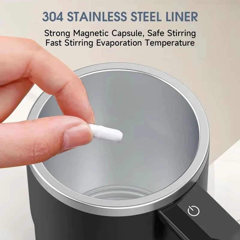 Self Stirring Coffee Mug with Temperature Display – 380ML Rechargeable Magnetic Mixing Cup (IP67 Waterproof)