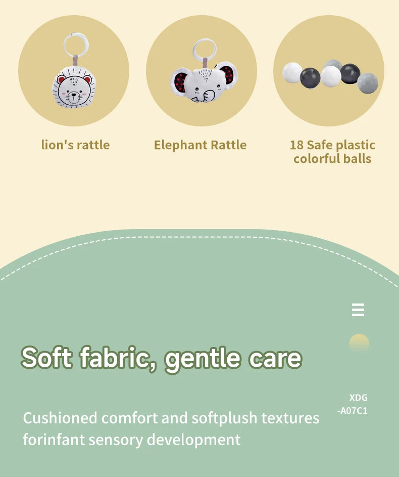 BabyJoy™ Activity Play Mat with Fitness Frame — Sensory Gym for Newborns 0-18 Months
