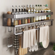 HomeSmart™ Wall-Mounted Spice Rack — No-Drill Aluminum Kitchen Shelf
