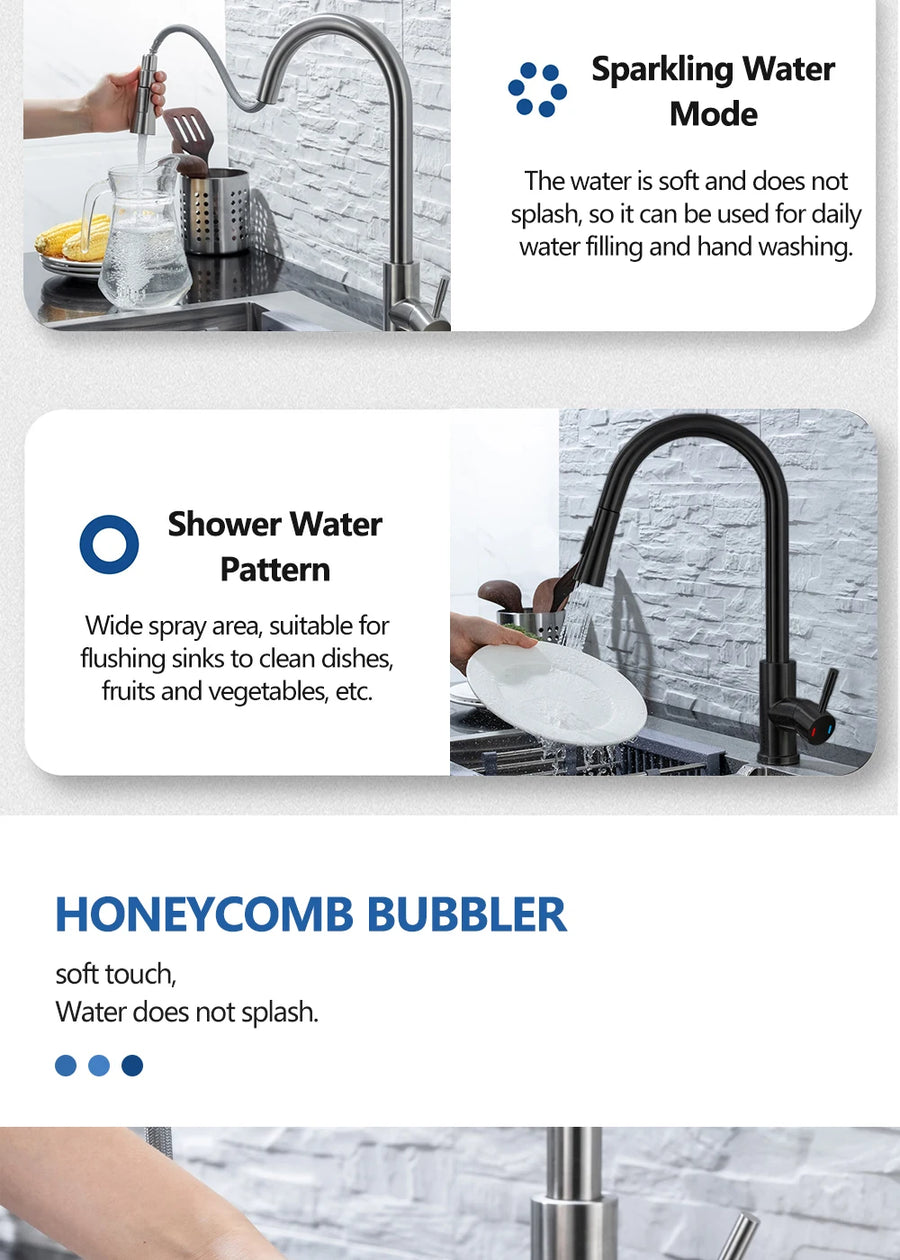 HomeSmart™ Pull-Out Kitchen Faucet — Matte Black Stainless Steel Mixer Tap