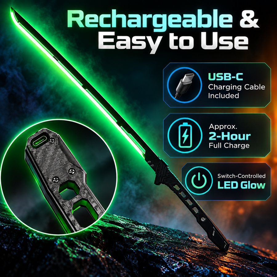 Rechargeable LED Cosplay Sword — 31.3″ Light-Up Prop