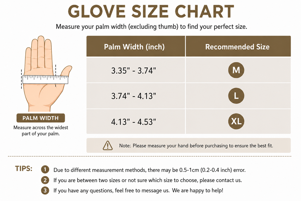 ProGrip™ Touchscreen Outdoor Gloves — Secure Grip & Protection size guide