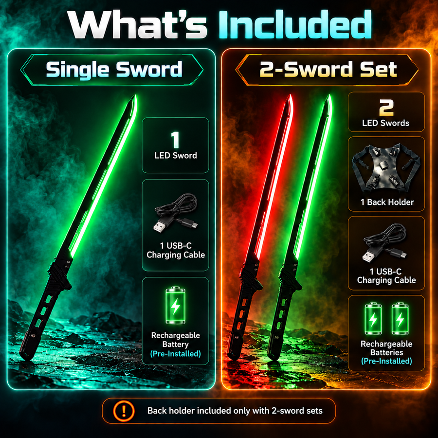 Rechargeable LED Cosplay Sword — 31.3″ Light-Up Prop