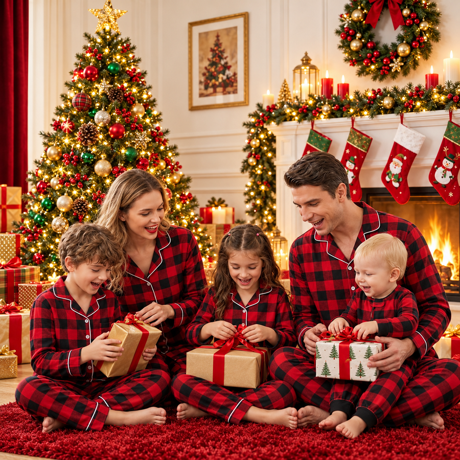 Christmas Family Matching Pajamas — Classic Holiday Plaid