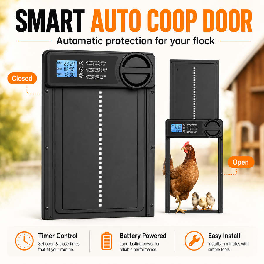 Automatic Chicken Coop Door — Timer & Anti-Pinch Sensor