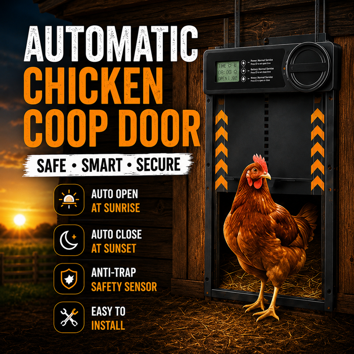 Automatic Chicken Coop Door — Timer & Anti-Pinch Sensor